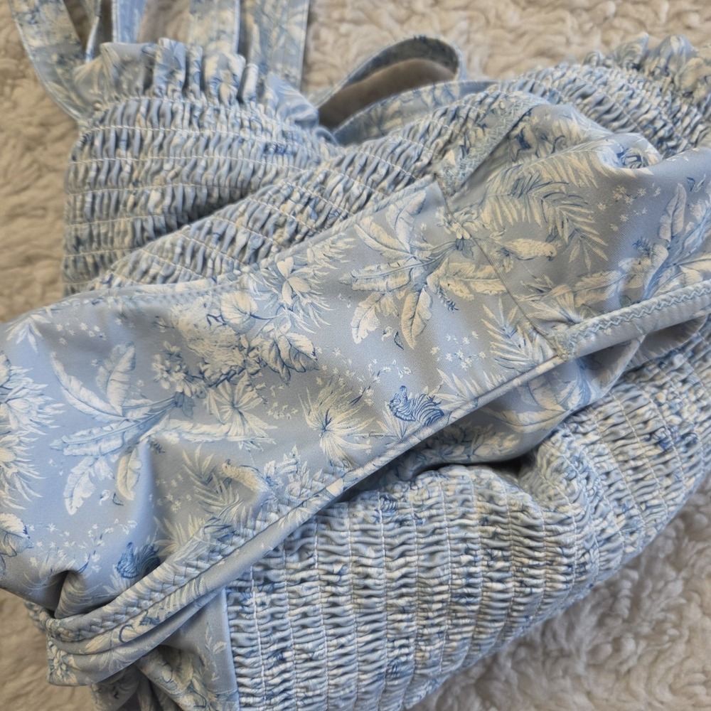 Minnow x Tuckernuck One Piece Swim Suit Women's Small Blue Toile Smocked - Picture 5 of 10